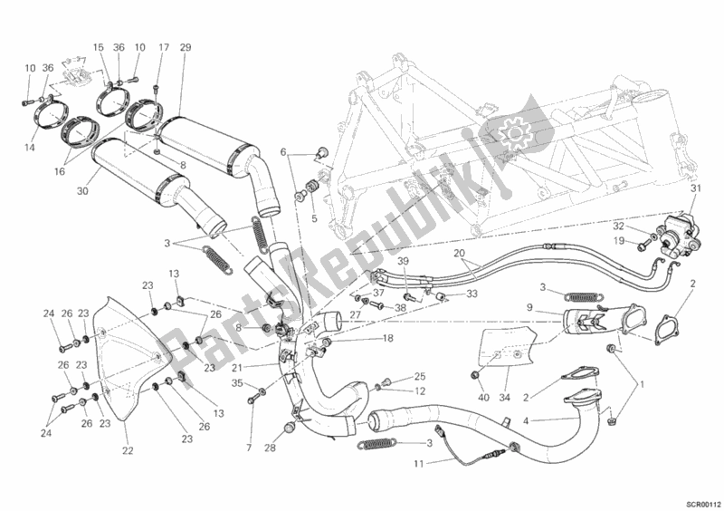 All parts for the Exhaust System of the Ducati Superbike 848 USA 2008